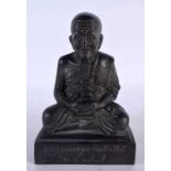 A CHINESE TIBETAN BRONZE FIGURE OF AN ELDERLY BUDDHA 20th Century. 16 cm high.