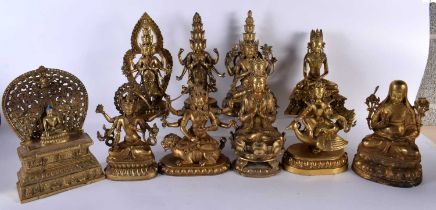 A COLLECTION OF TEN CHINESE TIBETAN GILT BRONZE FIGURES OF BUDDHAS 20th Century, in various forms