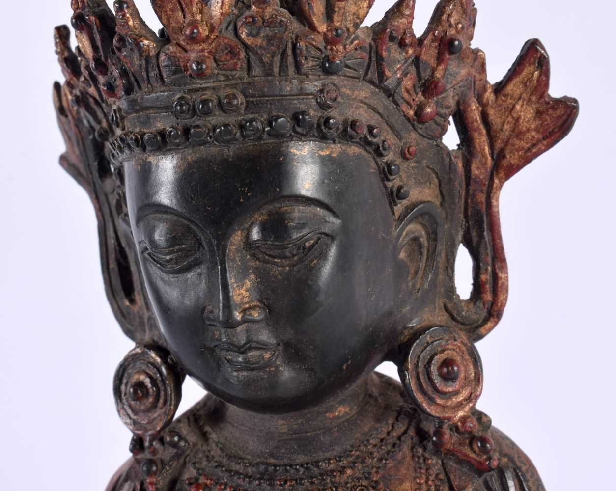 A CHINESE TIBETAN POLYCHROMED LACQUERED BRONZE BUDDHA 20th Century. 28cm x 12 cm. - Image 2 of 9