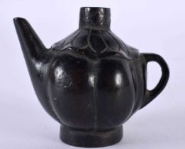 AN 18TH/19TH CENTURY CHINESE BRONZE SCHOLARS WATER DROPPER formed as a fruit form teapot. 91