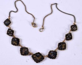 A JAPANESE TAISHO PERIOD MIXED METAL NECKLACE . 10.5 grams. 43 cm long.