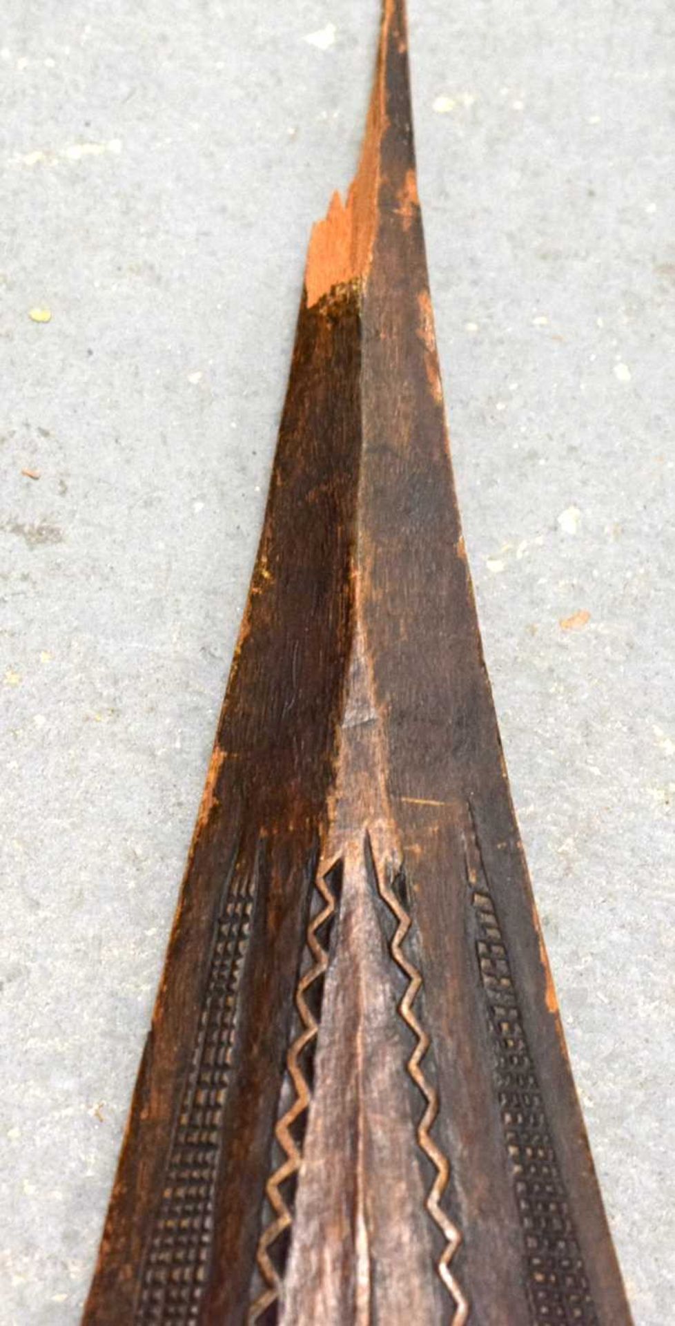 TWO AFRICAN TRIBAL CARVED WOOD PADDLES one decorated with animals, the other with motifs. 160 cm - Image 8 of 13