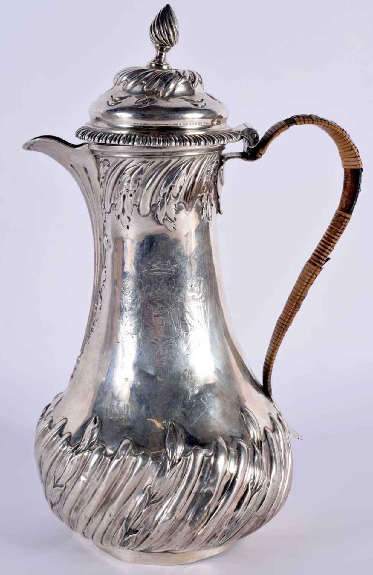 A GEORGE III SILVER COFFEE POT. London 1763. 575 grams. 28cm x 18cm.