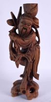 A 19TH CENTURY CHINESE CARVED HARDWOOD FIGURE OF A BUDDHA Qing. 37 cm high.