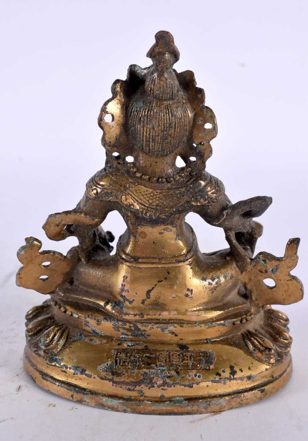 A CHINESE TIBETAN GILT BRONZE FIGURE OF A BUDDHA 20th Century. 13 cm x 7cm. - Image 6 of 8