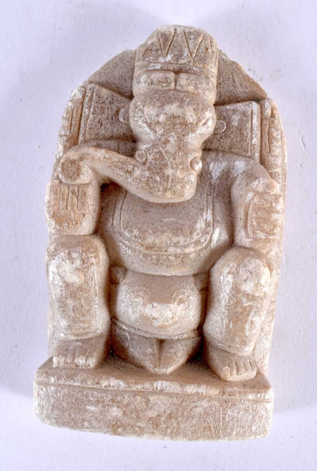 A LATE 19TH CENTURY INDIAN CARVED STONE FIGURE OF GANESHA together with a carved rock crystal skull. - Image 2 of 7