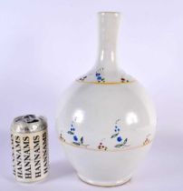 A LARGE CONTINENTAL TIN GLAZED FAIENCE BULBOUS POTTERY VASE painted with sparse floral sprays.