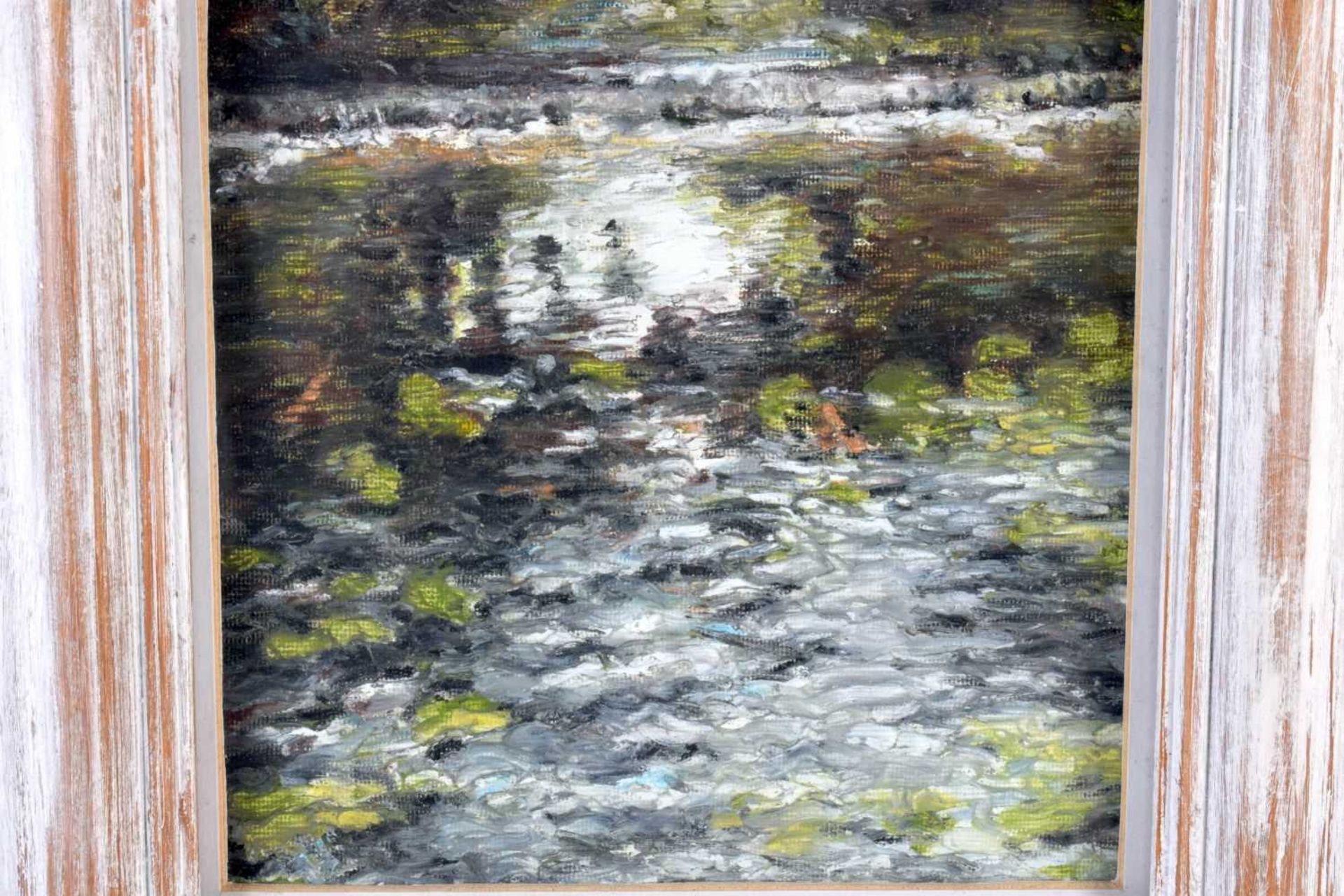 A FRAMED IMPRESSIONIST OIL PAINTING. 26 cm square. - Image 2 of 3