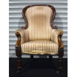 A Victorian upholstered parlour chair 103 x 70 cm.
