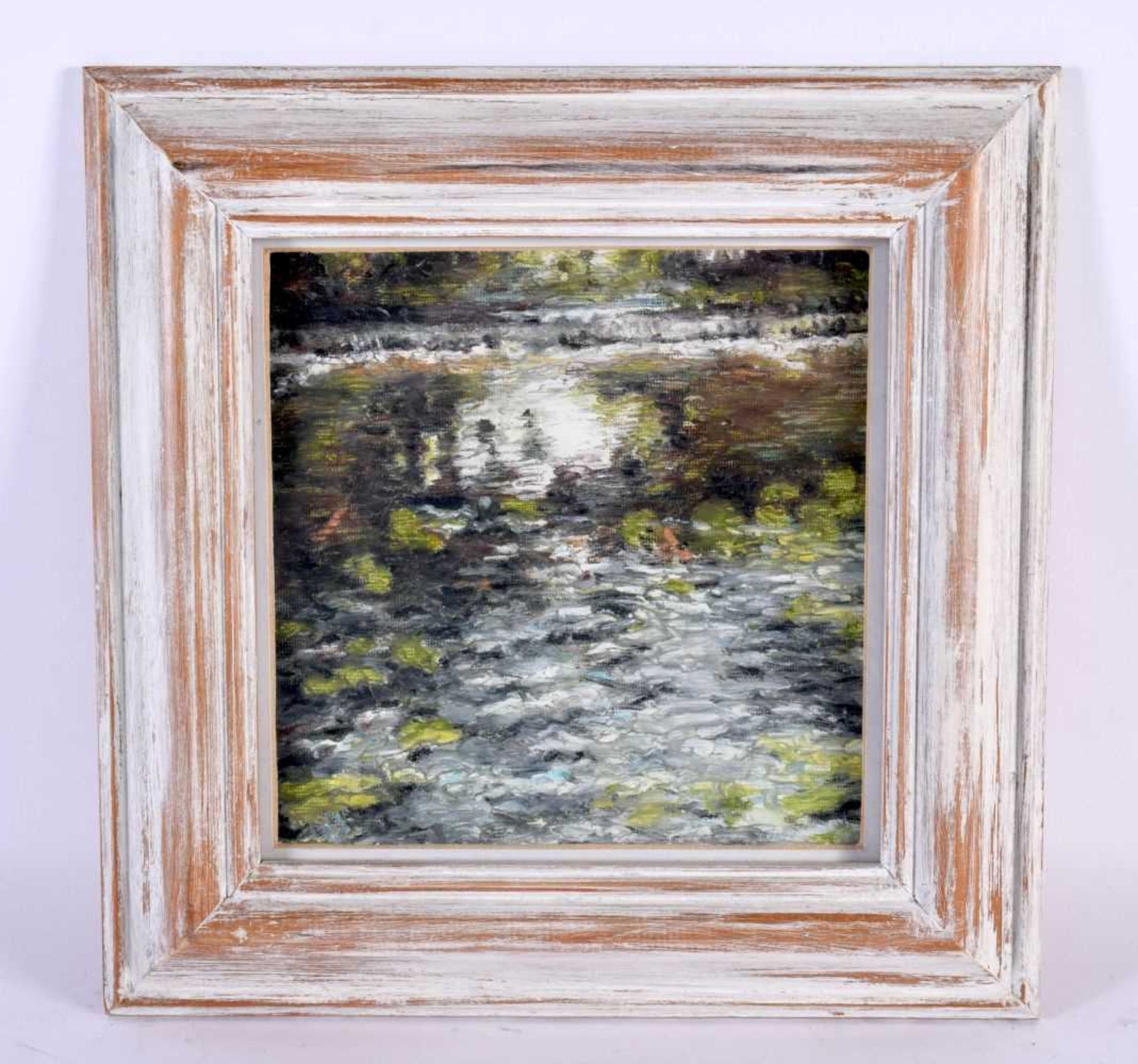 A FRAMED IMPRESSIONIST OIL PAINTING. 26 cm square.