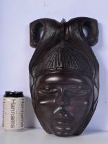 A West African carved wood Tribal mask 34 cm.