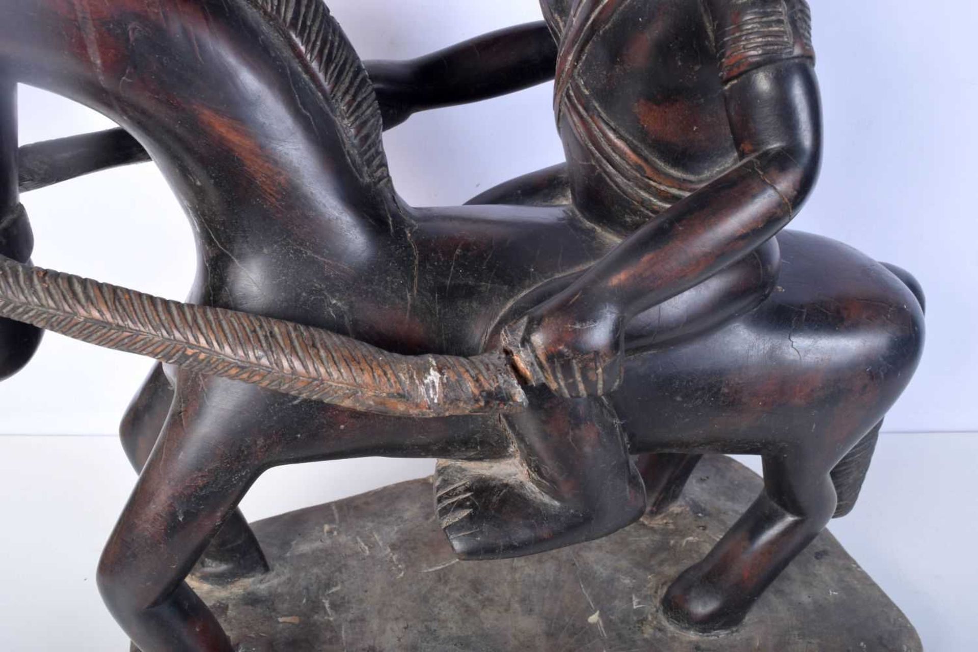 A large African Tribal carved wooden Dogun Horseman 70 x 54 cm. - Image 4 of 7