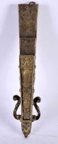 A 19TH CENTURY FRENCH BRONZE FAN HOLDER decorated with mask heads. 19 cm long.
