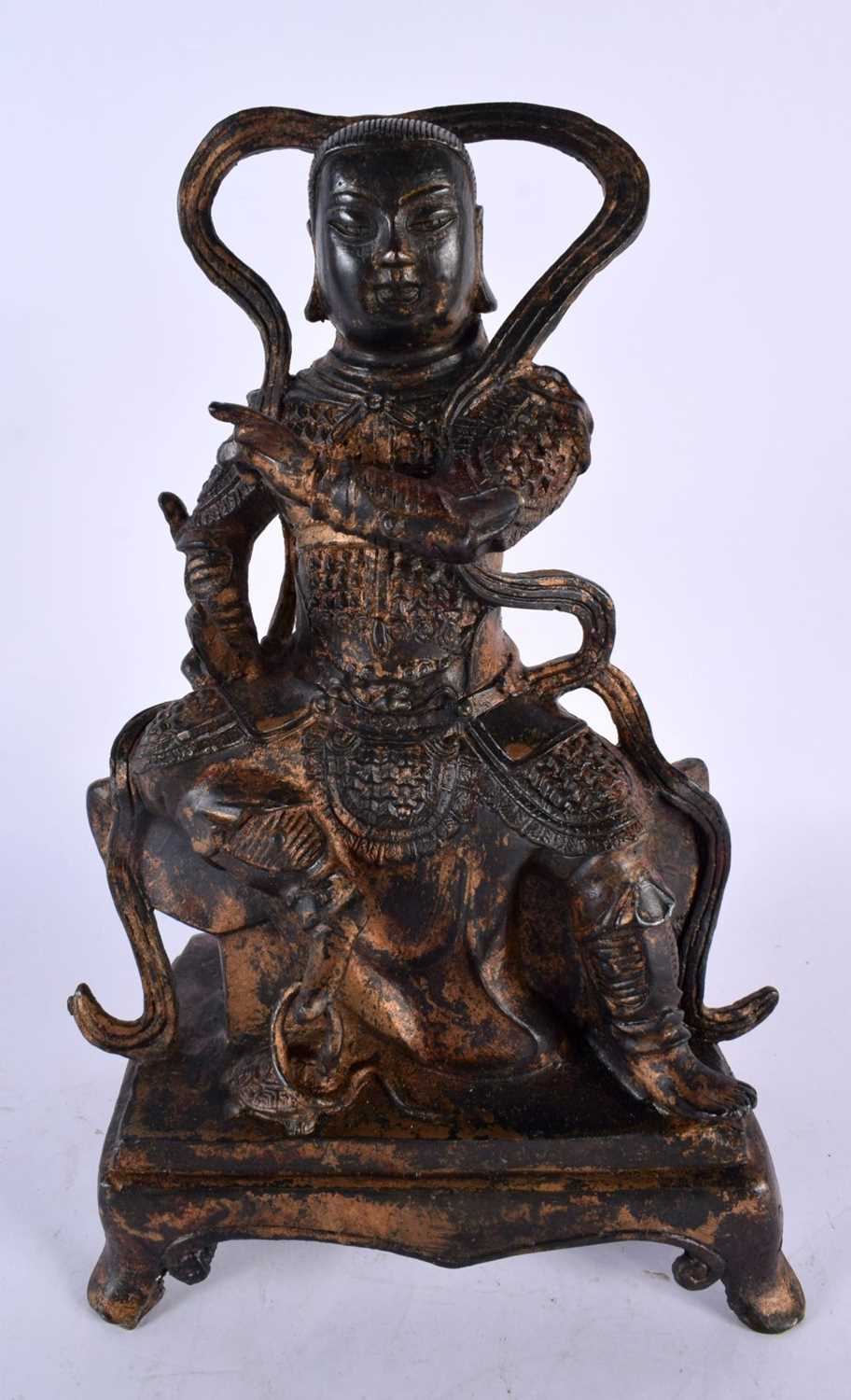 A CHINESE TIBETAN POLYCHROMED LACQUERED BRONZE BUDDHA 20th Century. 27 cm x 12 cm.