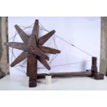 A late 19th/early 20th century Middle Eastern Dalub Spinning Wheel/Bobbin Winder, with carved block,
