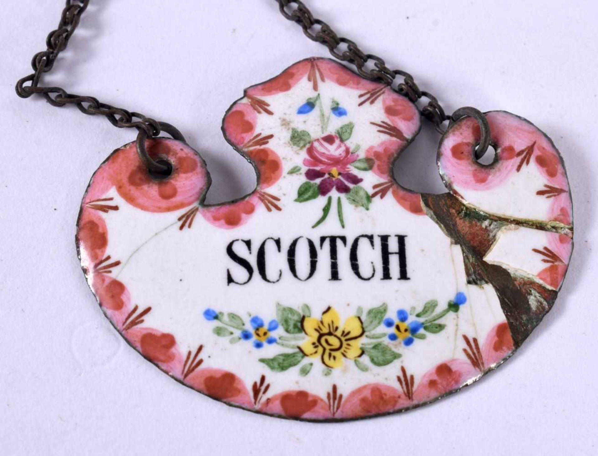 TWO ENAMELLED DECANTER LABELS - "SCOTCH" AND "SHERRY". 4.1cm x 5.2 cm - Image 4 of 4