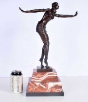 A large Art Deco style dancer bronze mounted to a marble plinth 49cm