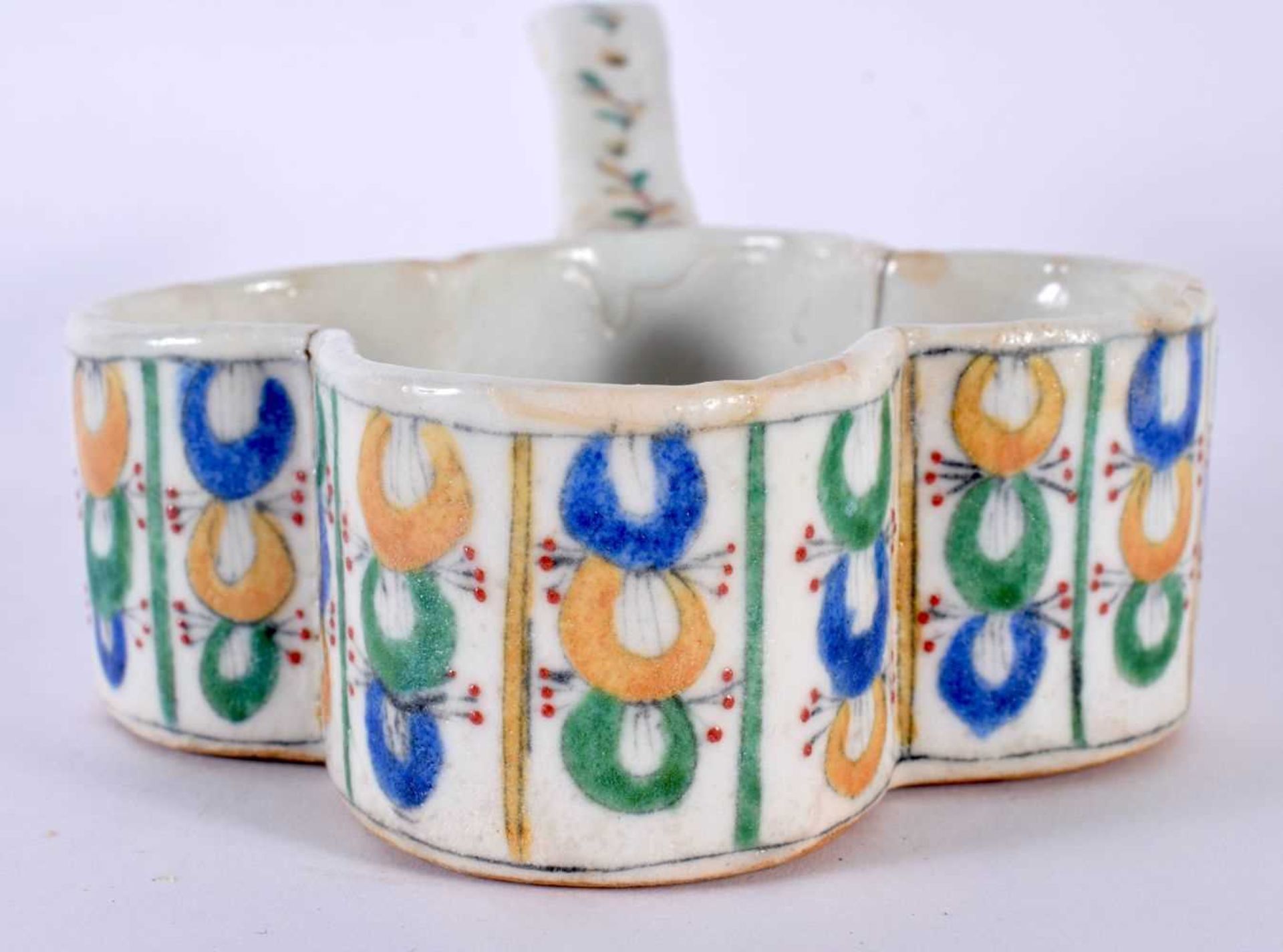 A MIDDLE EASTERN ARMENIAN FAIENCE SERVING BOWL painted with figures in landscapes. 22cm wide. - Image 2 of 4