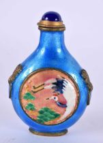 AN ANTIQUE CHINESE ENAMEL AND LAPIS LAZULI SNUFF BOTTLE. 51 grams. 7.25 cm x 5 cm.