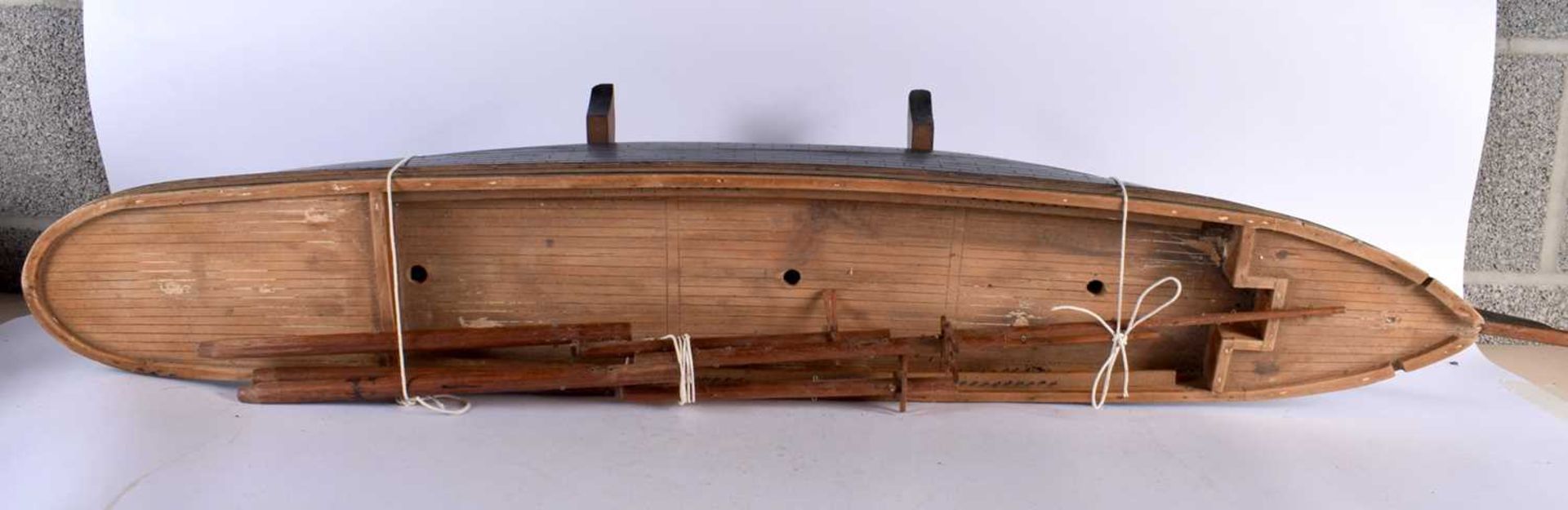 A SCRATCH BUILT MODEL OF A BOAT. 120 cm wide. - Image 2 of 4