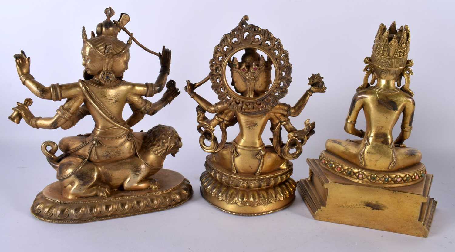 A COLLECTION OF TEN CHINESE TIBETAN GILT BRONZE FIGURES OF BUDDHAS 20th Century, in various forms - Image 6 of 13