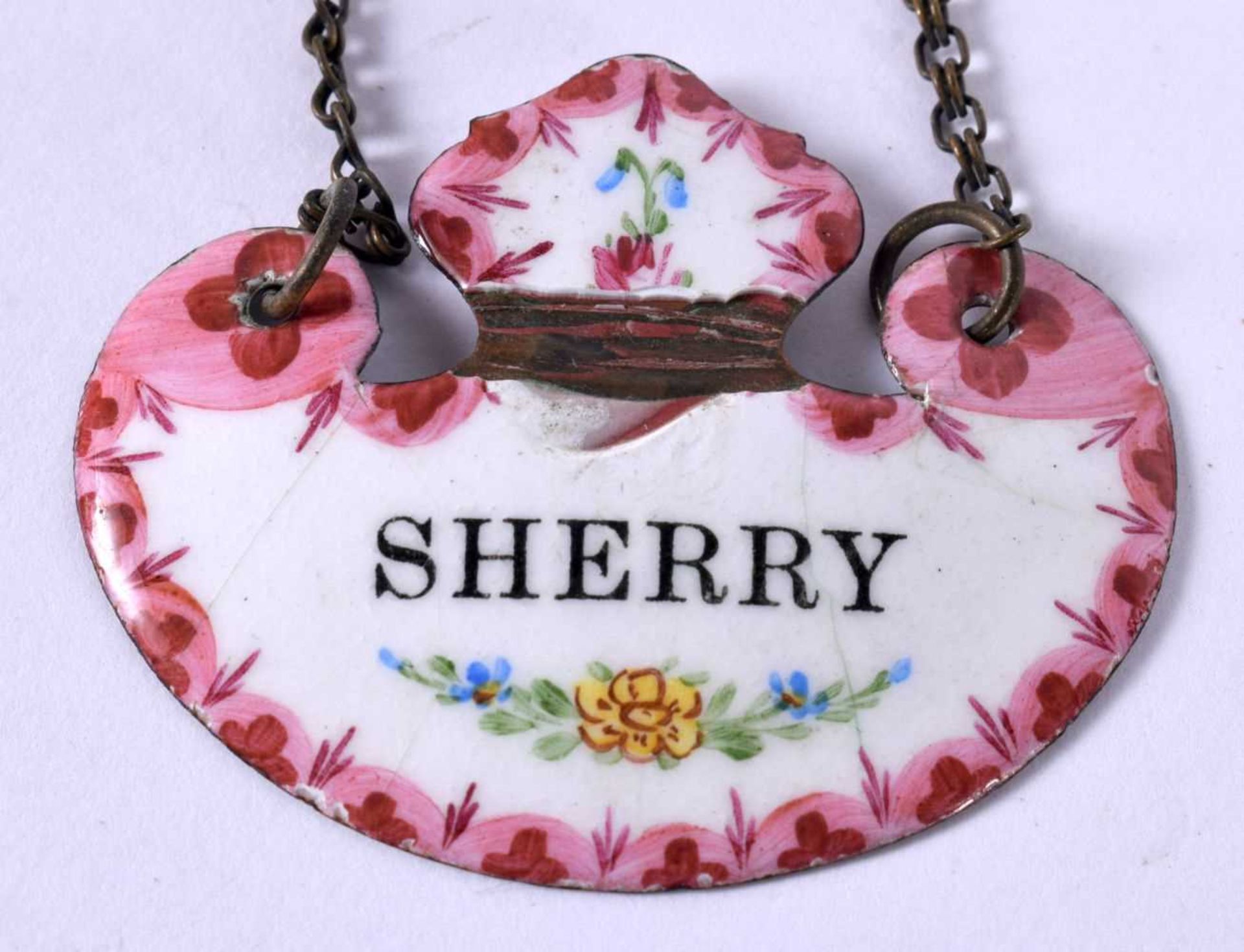 TWO ENAMELLED DECANTER LABELS - "SCOTCH" AND "SHERRY". 4.1cm x 5.2 cm - Image 3 of 4