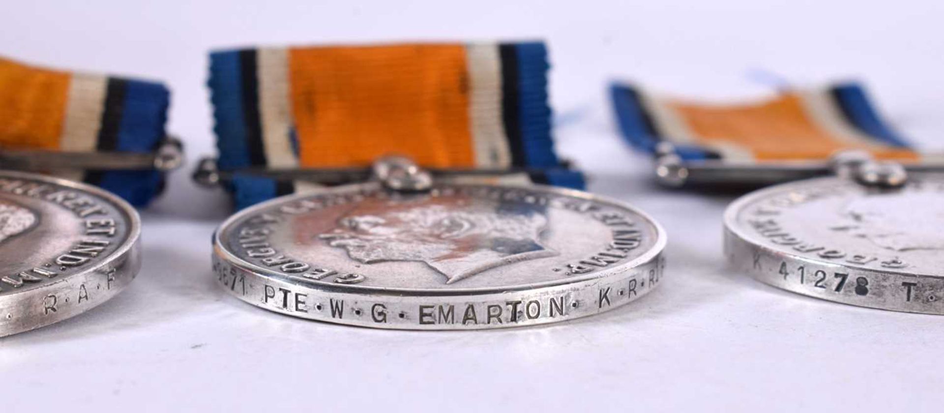 FOUR GEORGE V WAR MEDALS.  Awarded to – K41278 T Owen Sto1 RN, 207642 WT Barry Sig RN. 230659 3AM HS - Image 3 of 6