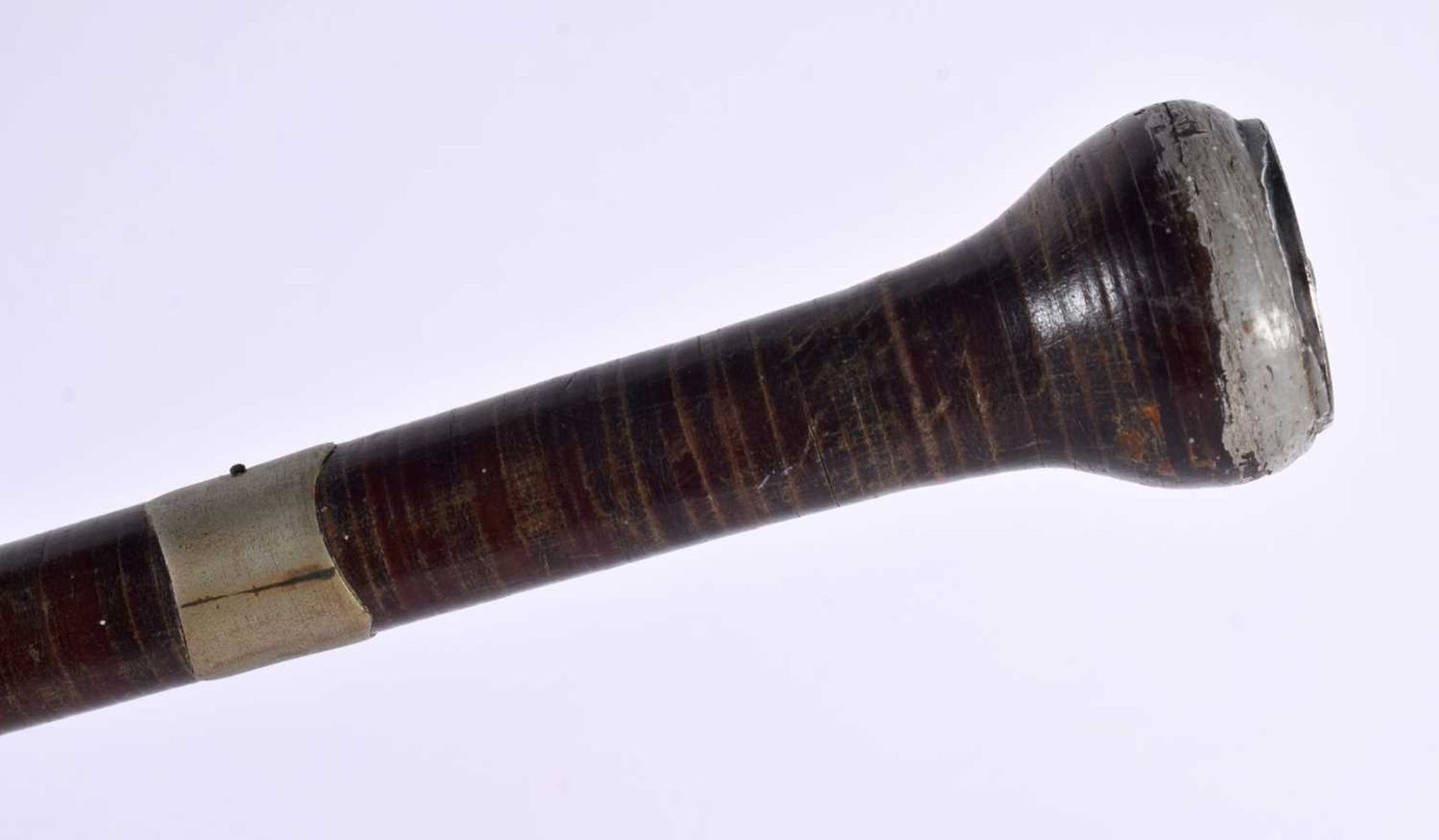 A VINTAGE SWORD STICK together with another flexible leather wrapped stick. Largest 85 cm long. (2) - Image 7 of 9