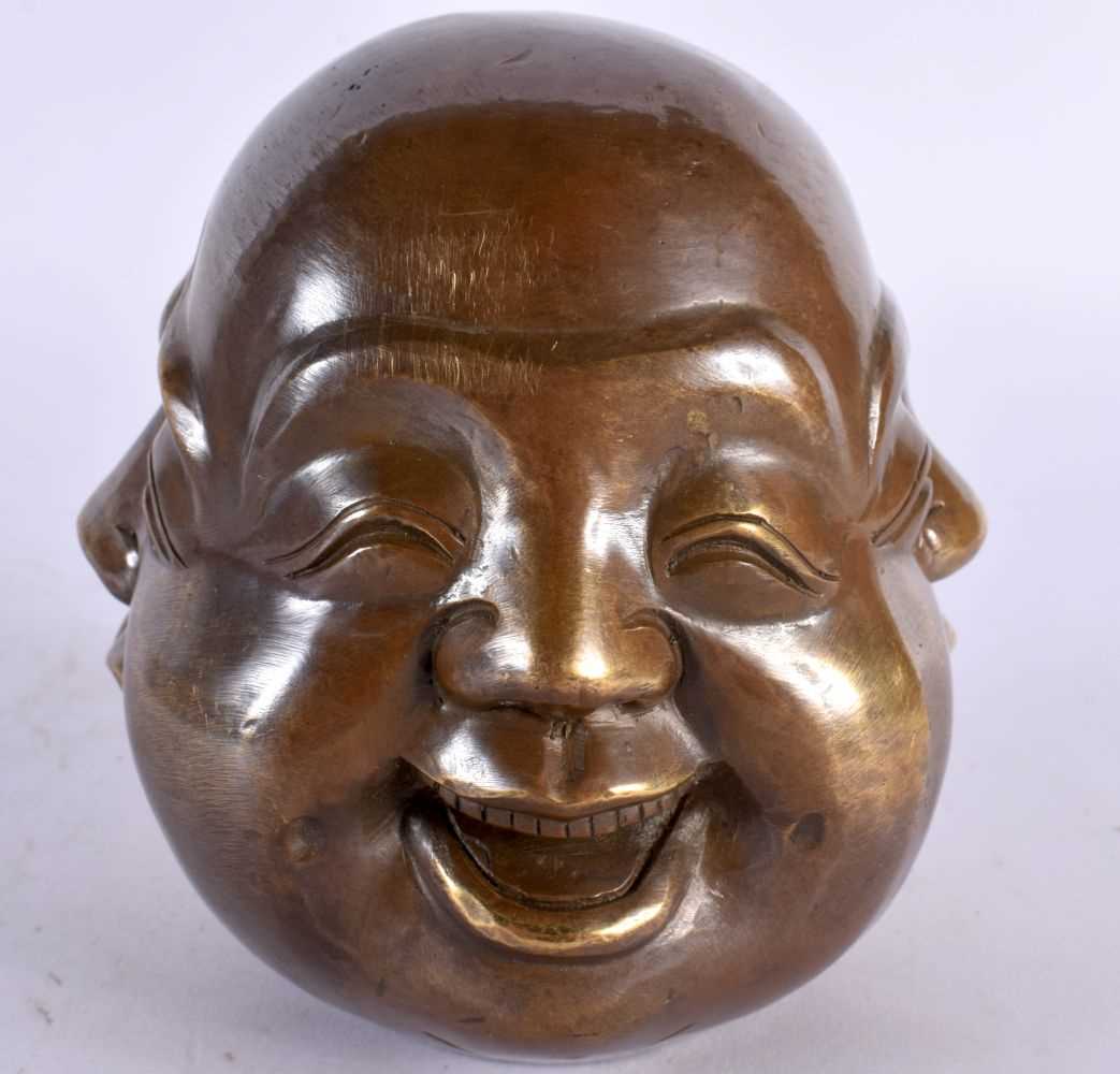 A CHINESE BRONZE FOUR SIDE BUDDHA HEAD 20th Century. 12 cm x 8 cm. - Image 4 of 6