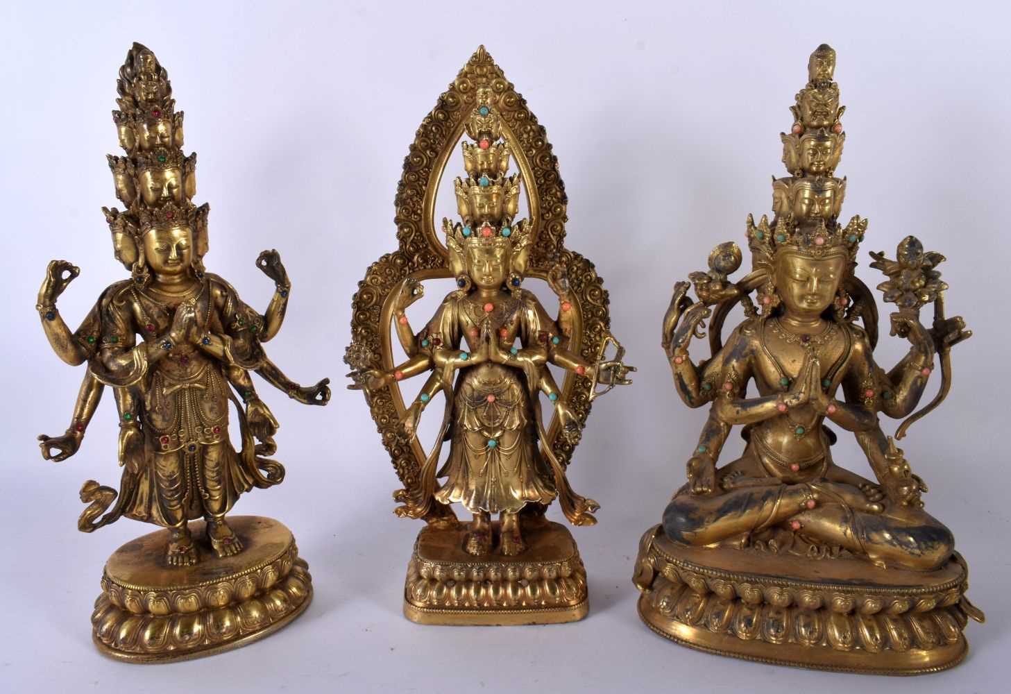 A COLLECTION OF TEN CHINESE TIBETAN GILT BRONZE FIGURES OF BUDDHAS 20th Century, in various forms - Image 2 of 13