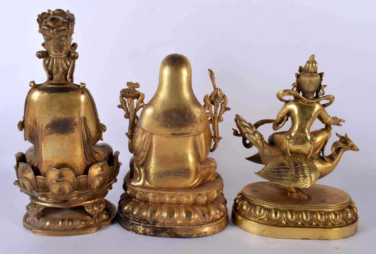 A COLLECTION OF TEN CHINESE TIBETAN GILT BRONZE FIGURES OF BUDDHAS 20th Century, in various forms - Image 9 of 13