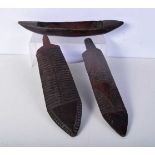 A collection of African Tribal wood carvings 32 cm (3).