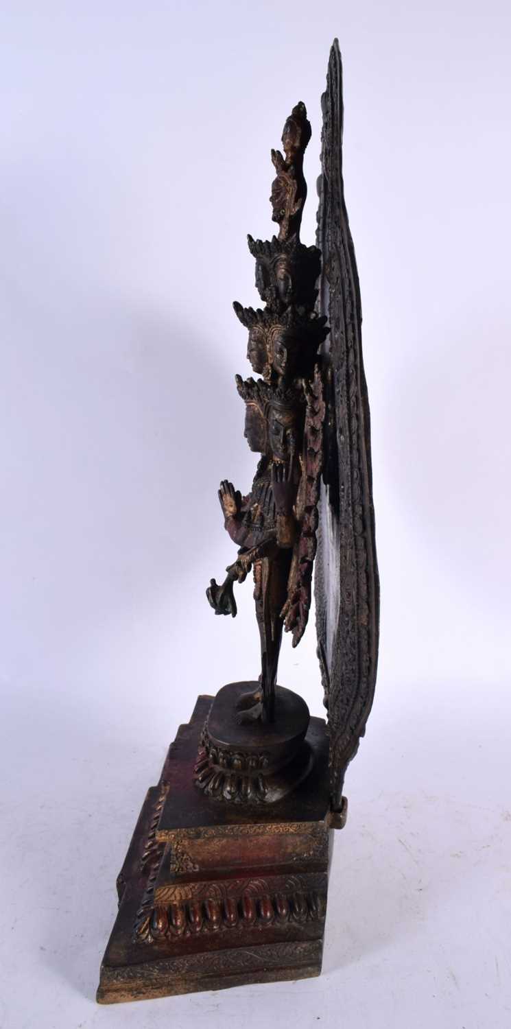 A LARGE CHINESE LACQUERED SINO TIBETAN BRONZE FIGURE OF A BUDDHA modelled with multiple arms. 46 - Image 7 of 10