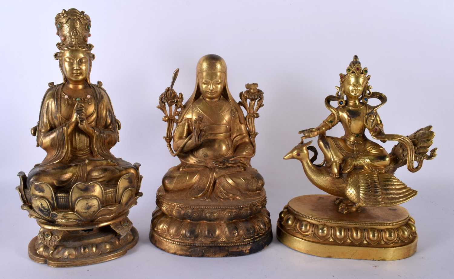 A COLLECTION OF TEN CHINESE TIBETAN GILT BRONZE FIGURES OF BUDDHAS 20th Century, in various forms - Image 8 of 13