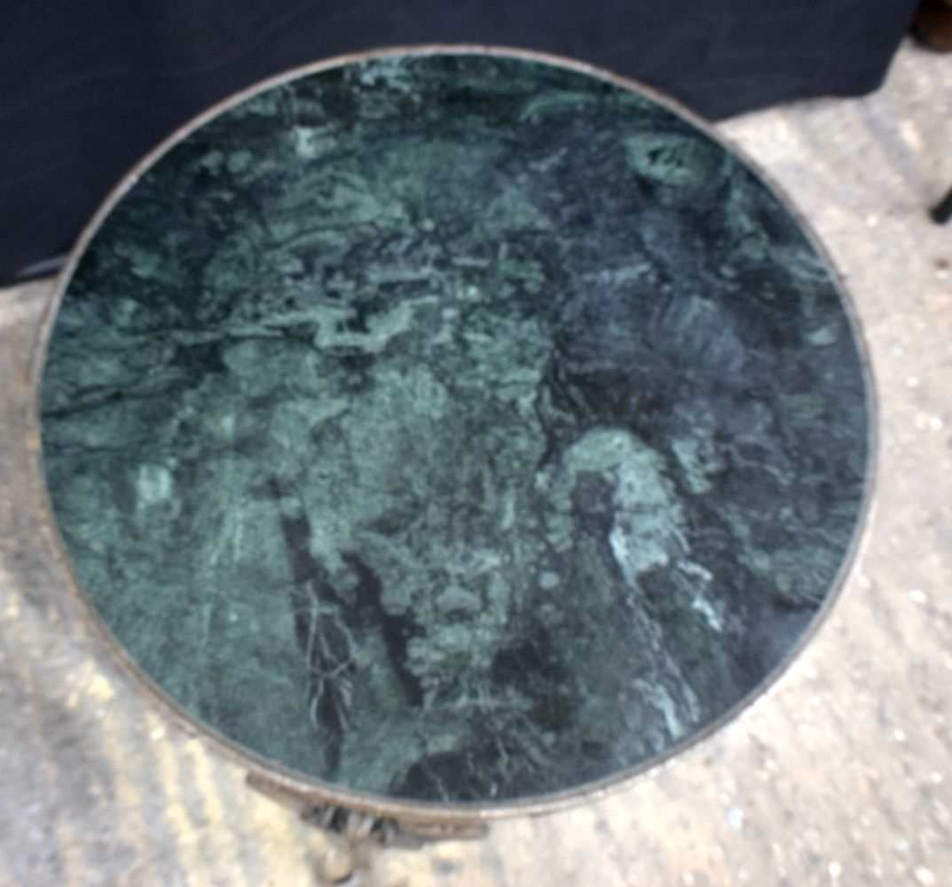 A cast iron framed Marble top coffee table 45 x 63 cm. - Image 3 of 4