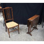 A small 19th Century Gateleg table together with an upholstered Edwardian hall chair 64 x 74 x 61 cm