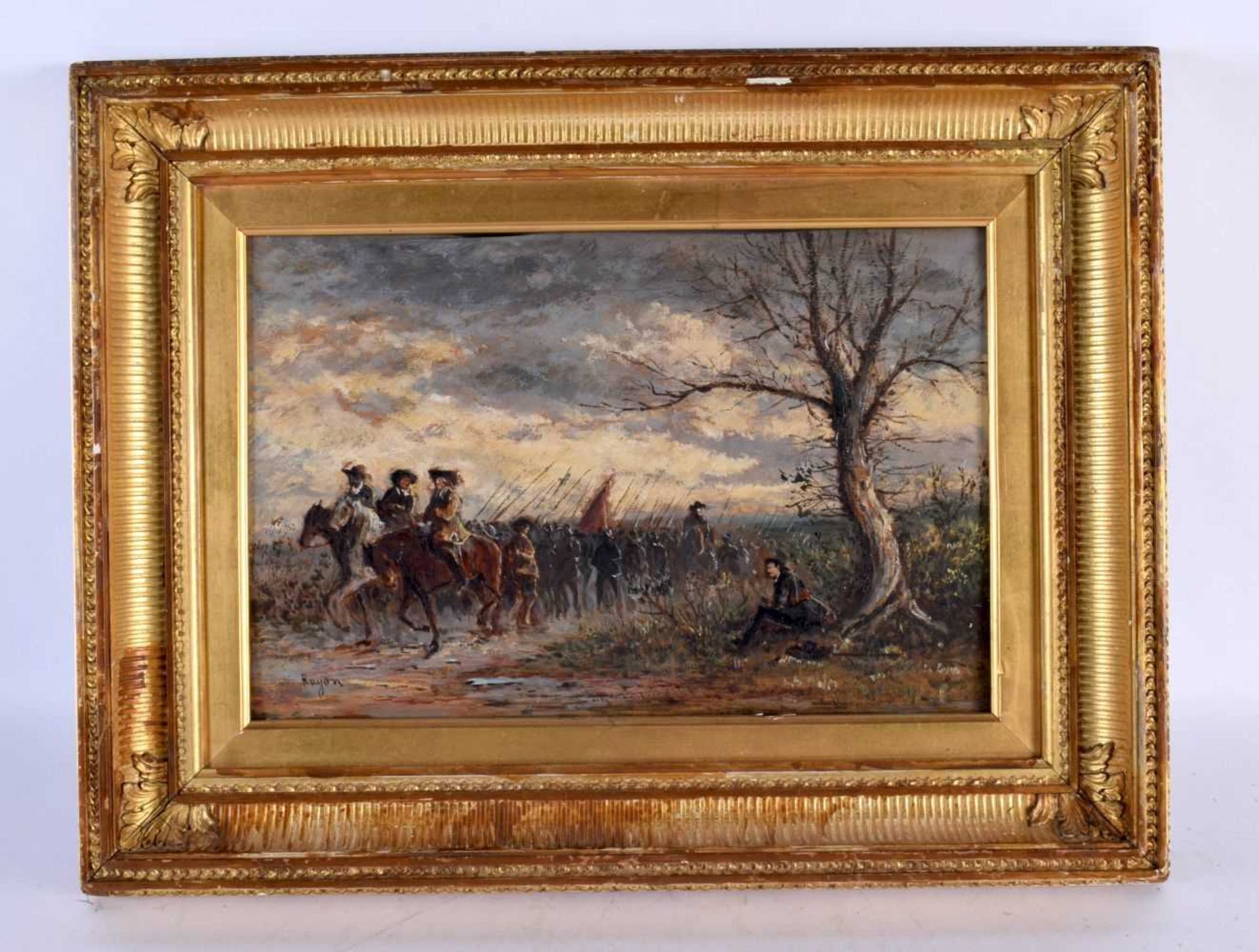 Continental School (19th Century) Oil on board, Military Interest, Soldiers within a landscape. 42