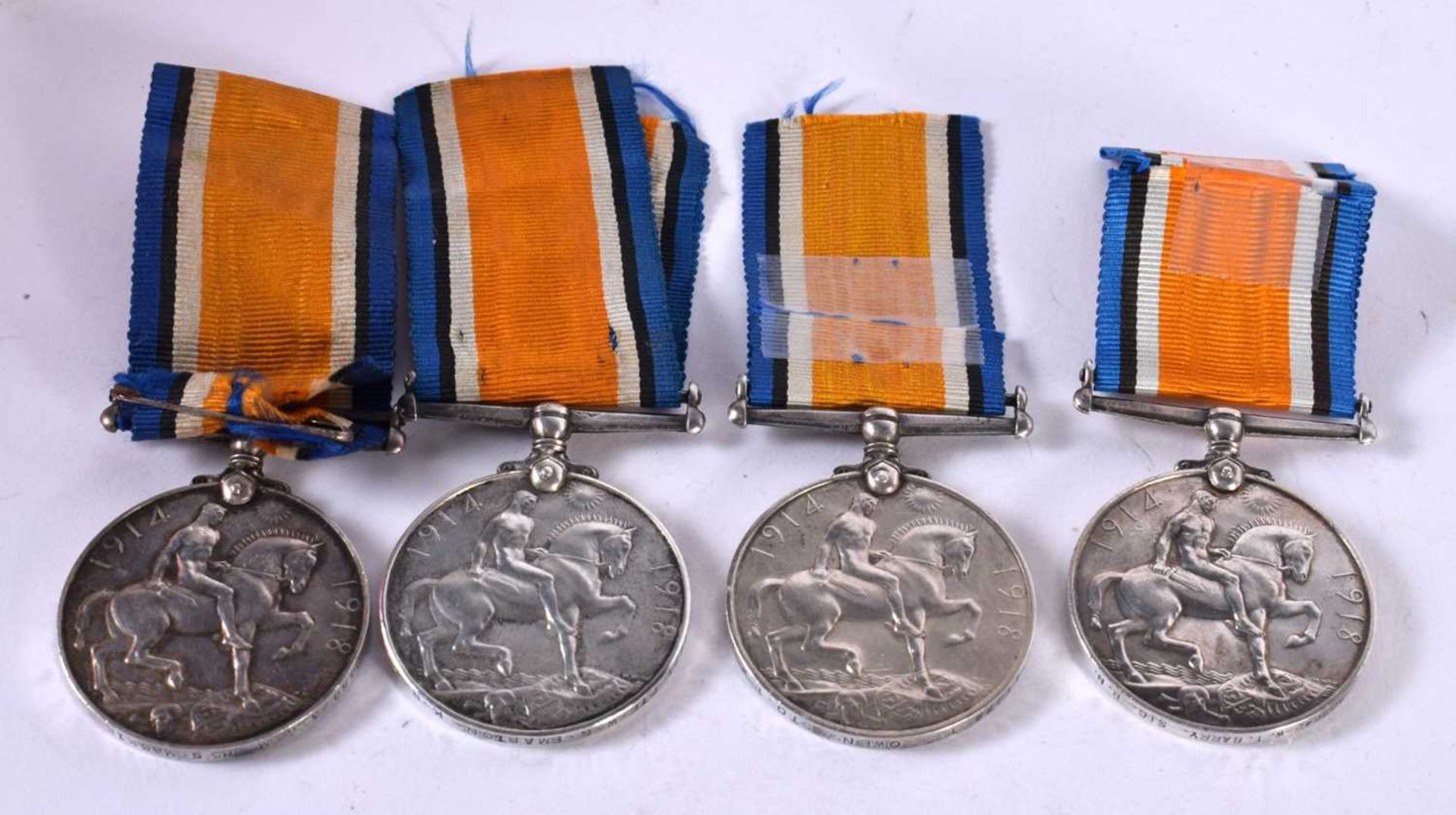 FOUR GEORGE V WAR MEDALS.  Awarded to – K41278 T Owen Sto1 RN, 207642 WT Barry Sig RN. 230659 3AM HS - Image 6 of 6