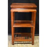 A Chinese three tier wooden stand 40 x 29 x 71cm .