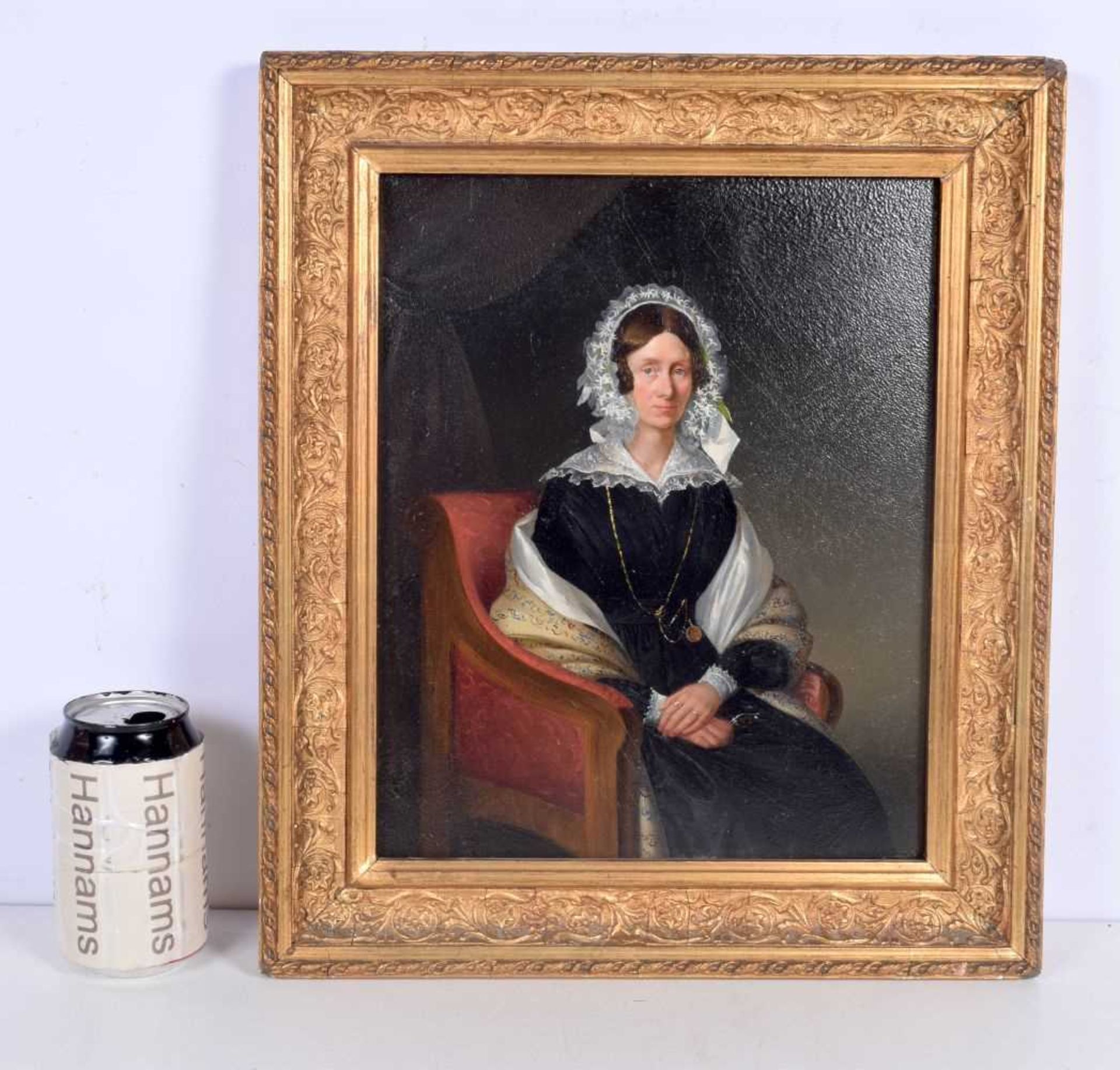 A framed 19th Century Oil on board portrait of a female 30 x 24 cm.