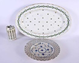 A LARGE 19TH CENTURY FRENCH SEVRES STYLE PARIS PORCELAIN SERVING DISH together with an early