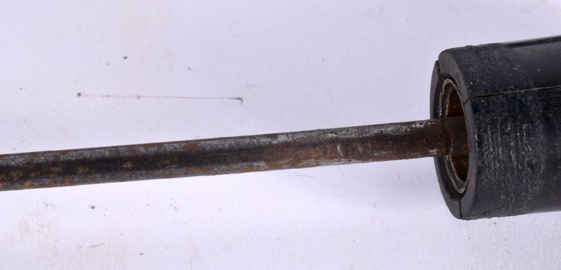 A VINTAGE SWORD STICK together with another flexible leather wrapped stick. Largest 85 cm long. (2) - Image 5 of 9