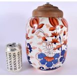 AN UNUSUAL ANTIQUE MASONS IRONSTONE JAR LAMP painted with imari foliage. 28cm x 18cm.