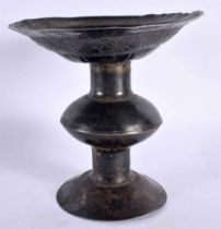 A VERY RARE 16TH/17TH CENTURY SASNIAN/MIDDLE EASTERN SILVER INCENSE HOLY OIL BURNER of footed dish