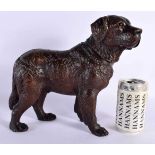 A LARGE 19TH CENTURY BAVARIAN BLACK FOREST CARVED WOOD FIGURE OF A DOG in the manner of Walter