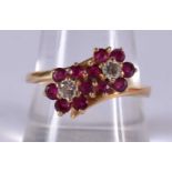 An 18ct Gold, Diamond and Ruby Ring, Stamped 750, Size S, weight 4.52g