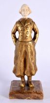 European School (C1900) Gilt bronze, Figure of a boy, marble base. 17 cm high.