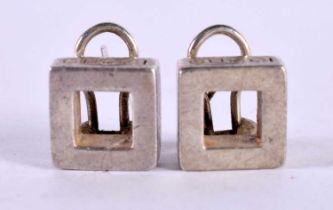 Pair Of Silver Gucci Hinge Back Earrings. 1.2cm x 1.2cm, Stamped 925, weight 14g