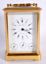 A FINE 19TH CENTURY FRENCH REPEATING BRASS CARRIAGE CLOCK retailed by Marius Goode of Marseille,