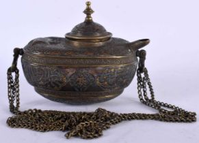 AN 18TH/19TH CENTURY MIDDLE EASTERN CAIROWARE SILVER INLAID KASHKUL Egypt or Syria, inlaid with